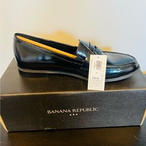 Banana Republic Black Leather Penny Loafers
